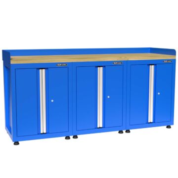 Kraftmeister Premium Werkbank 6 Türen Rubberwood blau