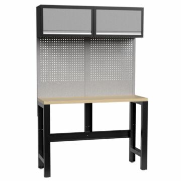 Kraftmeister Standard Werkbank mit 2 Wandschränke Multiplex 136 cm grau